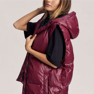 Anthropologie Varley Silverlake Gilet Longline Puffer Vest Red Small Oversized